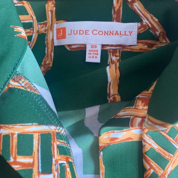 Jude Connally Emerald Dress  with Gold Chain Print- XS green gold , polyester - Picture 3 of 5